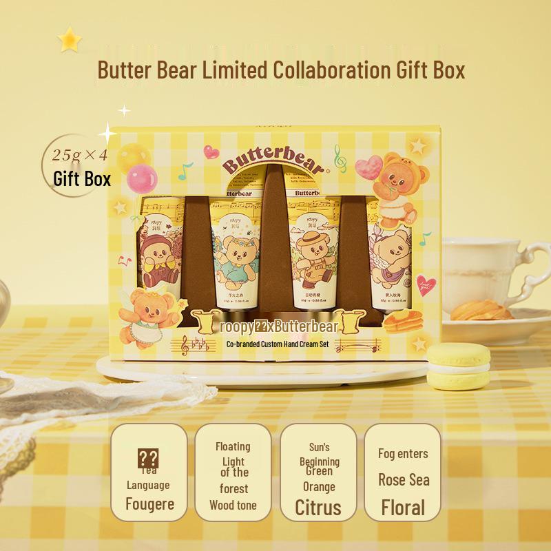 Подарочная коробка с кремом для рук Roopy Runpei x Butter Bear: Увлажняющий и питательный сувенир для подружек невесты и лучших подруг