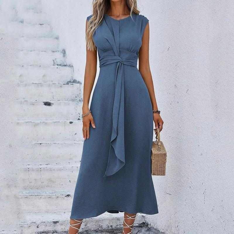 Ermeløse Plus size vintage nyankomne kjoler for kvinner avslappet løs lang sommerkjole