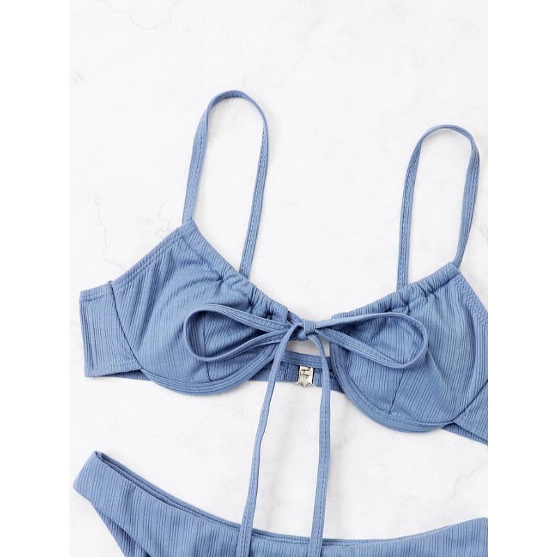 Bikini Push Up 2025 para Mujer con Ribete y Cierre Delantero Traje de Baño Sexy con Aro Ropa de Baño Femenina Traje de Baño para Playa de Verano