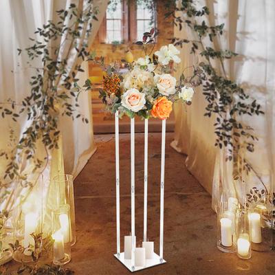 100cm Acrylic Flower Stand, 25x25x100cm Wedding Geometric Flower Vase Column, Modern Rectangular Table Centerpiece for Wedding