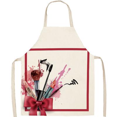 Nagellack Lippenstift Beauty Kitchen Damen Schürze Haushaltsreinigung Leinen Latzschürze Salon Zuhause Kochen Backen Erwachsene Lätzchen