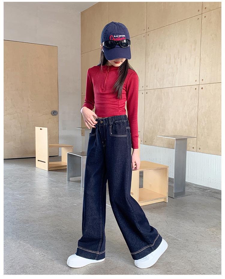 Girls' Wide-Leg Denim Pants - 2026 Spring/Autumn Collection for Kids