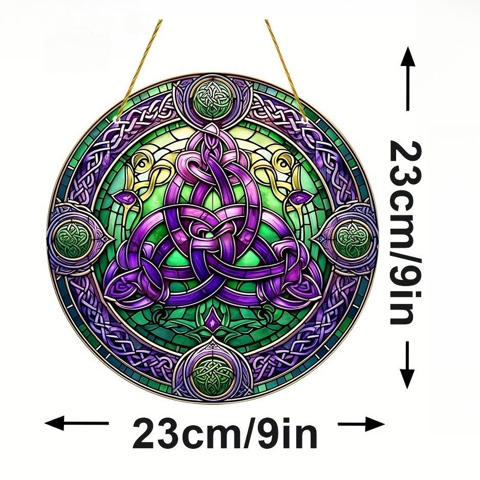 Celtic Knot Garden Sunlight Catcher, Circular Acrylic Art Window Hanging, Home, Porch, Courtyard, Store Wall Decoration, Gifts, Four Seasons