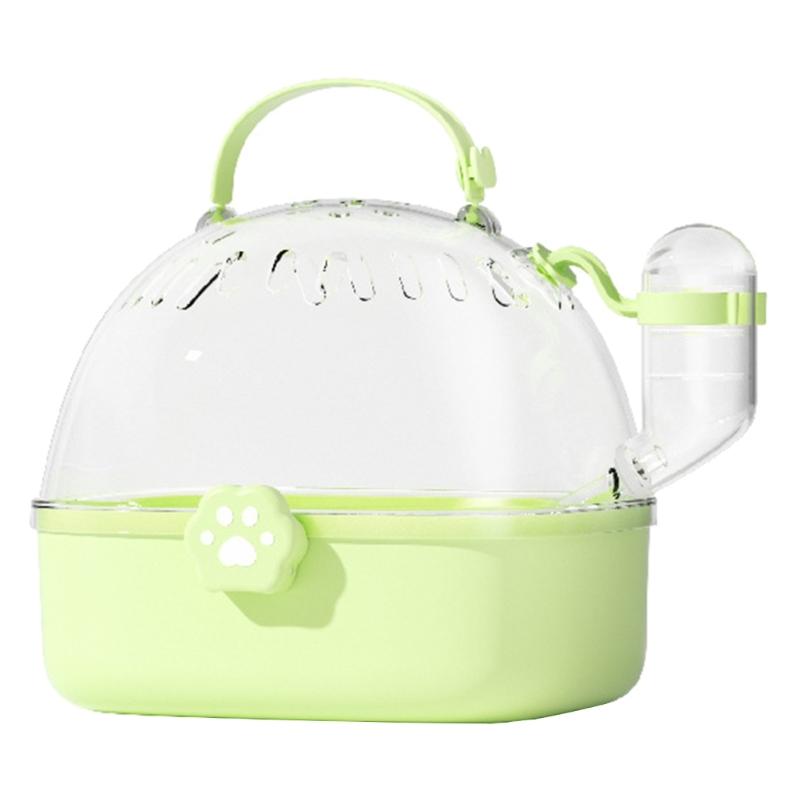 

Прозрачная клетка для домашних животных с бутылкой для воды и большой крышкой, универсальная клетка для путешествий и кемпинга для маленьких домашних животных зелёный