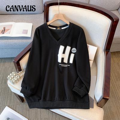 Women's Plus Size Autumn V Neck Letter Print Fashion Hoodie