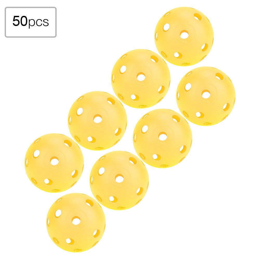 50 ks Jednobarevné duté míčky na golf pro nácvik proudění vzduchu, Vnitřní golfové míčky pro děti (Žlutá)