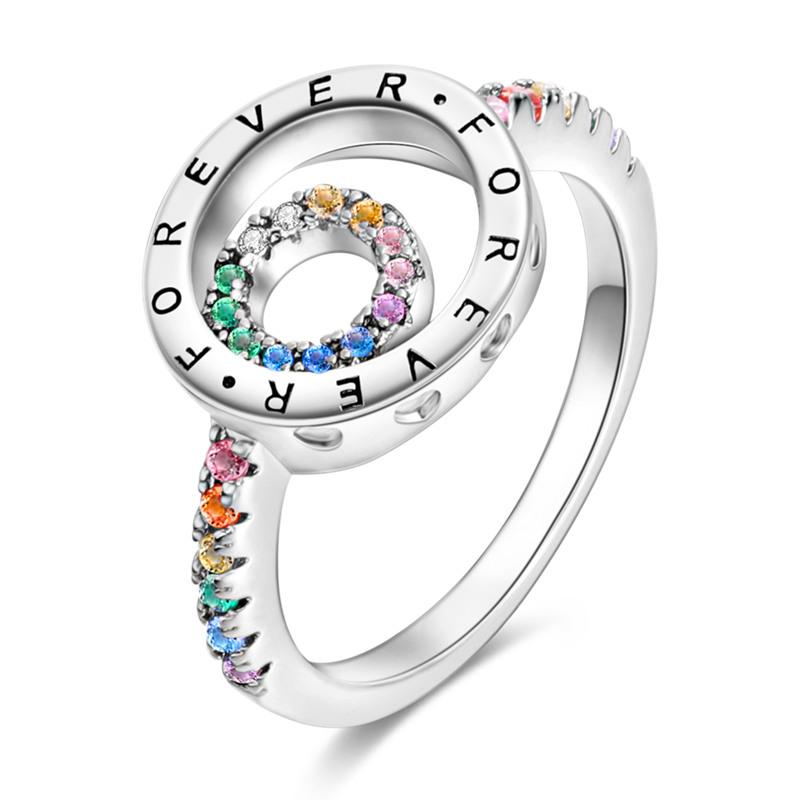 Shine Zircon Ring Copper Metal Authentic Original Stone Multi Layer Simple Infinitely Wide Rings Designed For Women FineJewelry Wedding Party Perfect