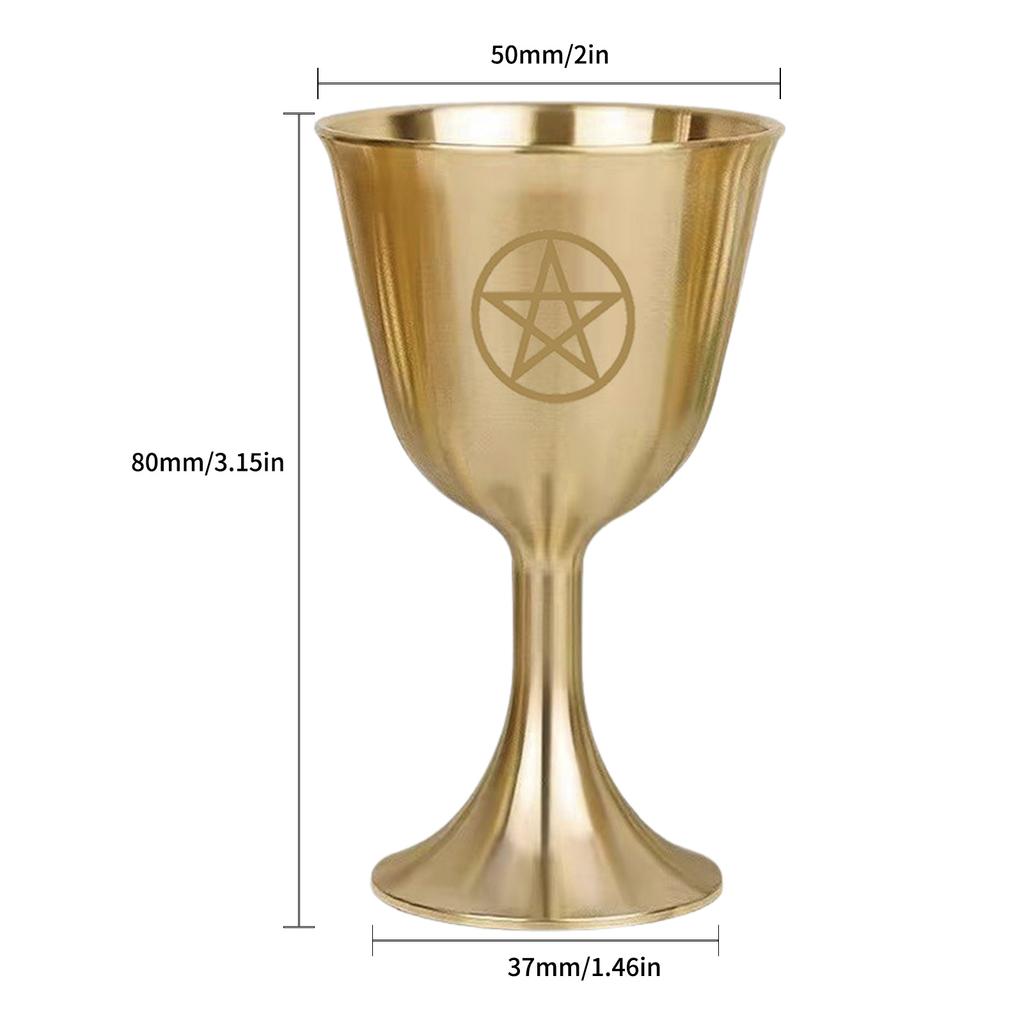 Pentagram Chalice 3.1 High Solid Brass Chalice Goblet Pentacle Brass Chalice Altars Rituals Prayers Anointing Decoration