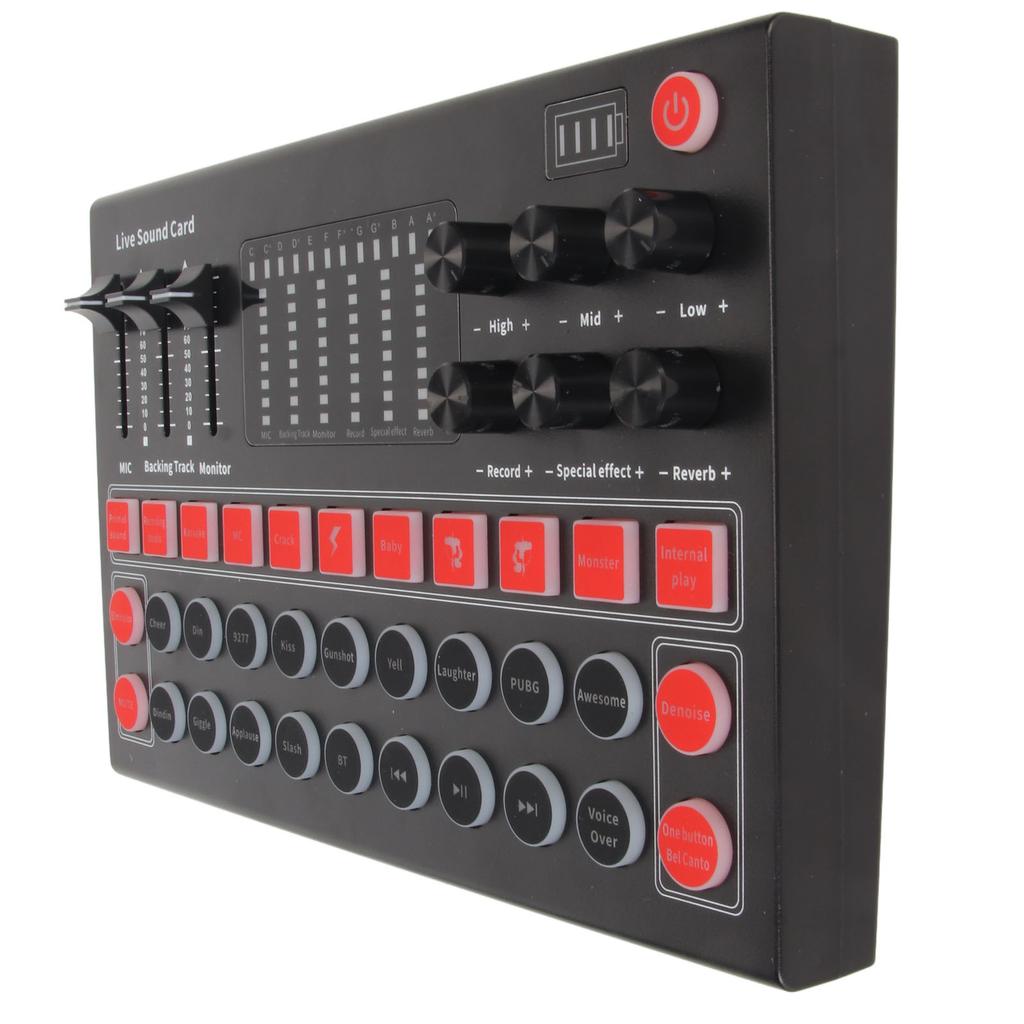 Live Sound Card 8 Sound Effects 10 Special Effects Bluetooth Noise Cancellation Treble Alto Bass Adjustable Sound Mixer