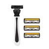 Jierui Men's Manual Shaver Set: Stainless Steel Handle with 4 Three-Layer Razor Blades.