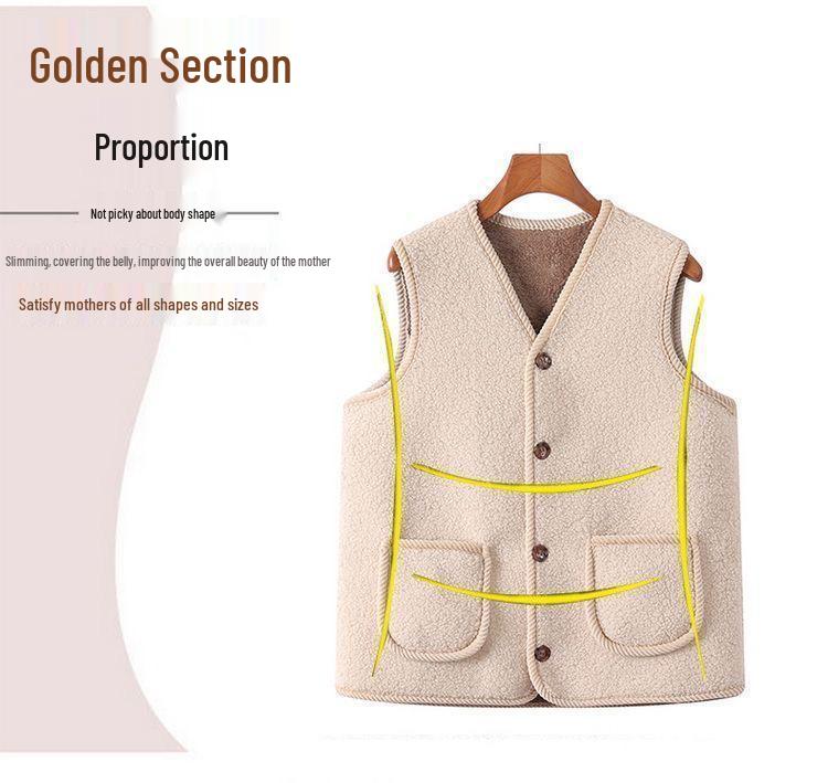 Women's Fleece-Lined Vest - Thickened, Sleeveless Autumn/Winter Jacket, Loose Fit, Plus Size, Fashionable Outerwear.
