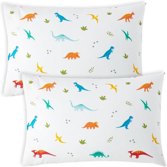 Wildkin 100% Cotton 2-Pack Kids Pillowcase – Soft, Breathable & Standard Size (20x30) - Jurassic Dinosaurs Standard