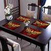 of 4, Golden Imperial Eagle from The Roman Empire on a Red Velvet Tablecloth, Featuring a Stylish Printed Design, Suitable for Dining Tables,