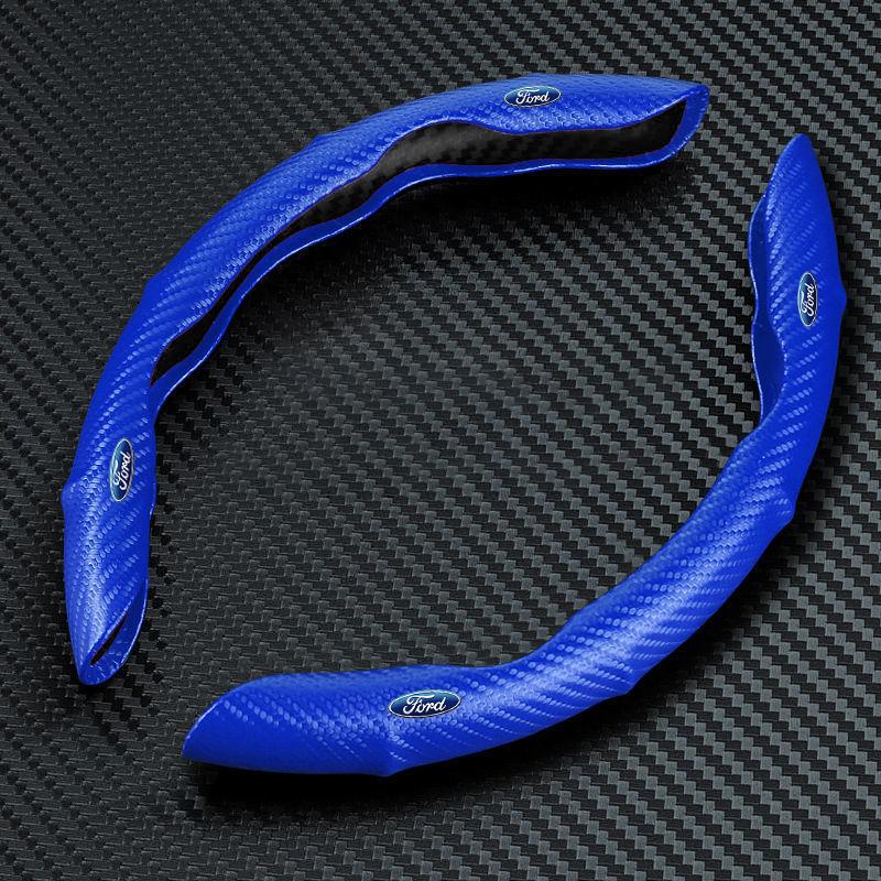 2pcs Car Accessories Carbon Fiber Non-Slip Steering Wheel Cover For Ford Focus Mondeo Kuga Fiesta MK7 Escort Explorer Edge 2 4 MK2 MK4