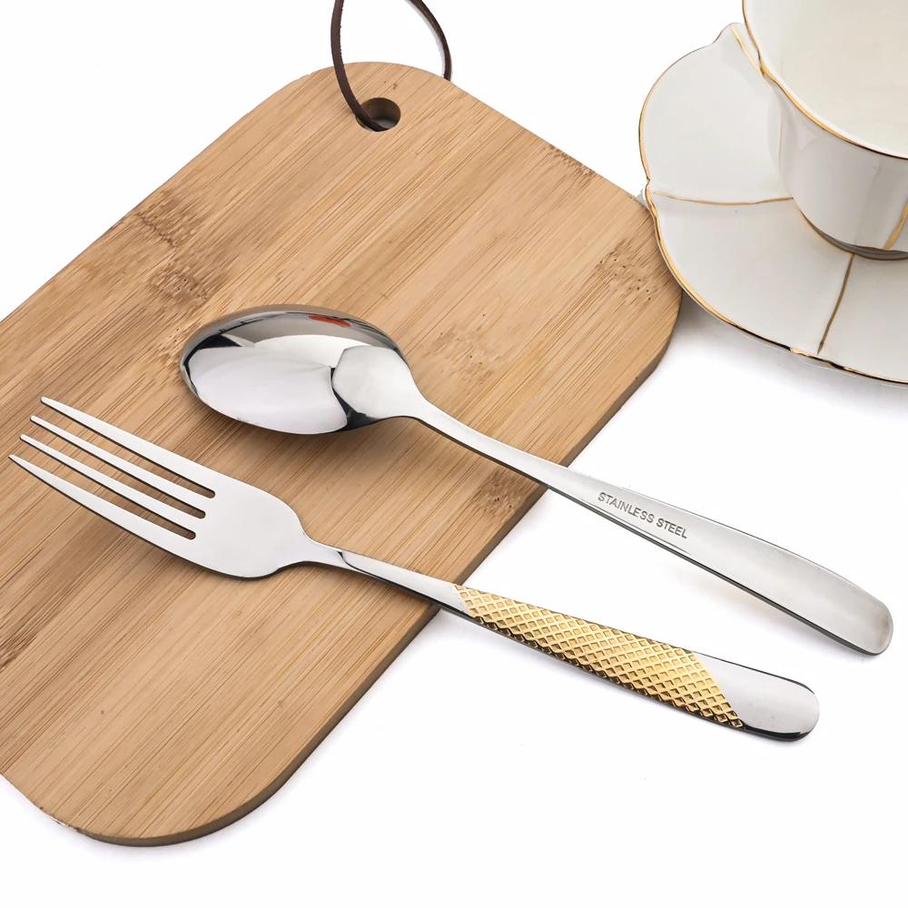 16Pcs Tableware Set Stainless Steel Dinnerware Set Gold Cutlery Spoon Fork Knife Western Cutleri Silverware Flatware Supplies