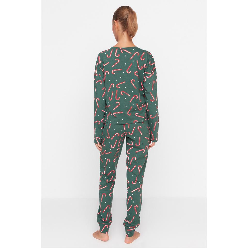 Set de pijamale tricotate cu imprimeu de Anul Nou bleumarin Thmaw21pt0771