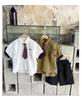 Kids' Korean Style Short-Sleeve Tie Shirt - 2026 Summer Trendy Performance Wear for Boys