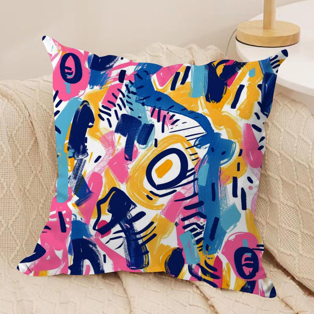 Cute Graffiti Cushion Cover Pillowcase Ultra Soft Skin Friendly Fabric Cloud Like Comfort & Concealed Zipper