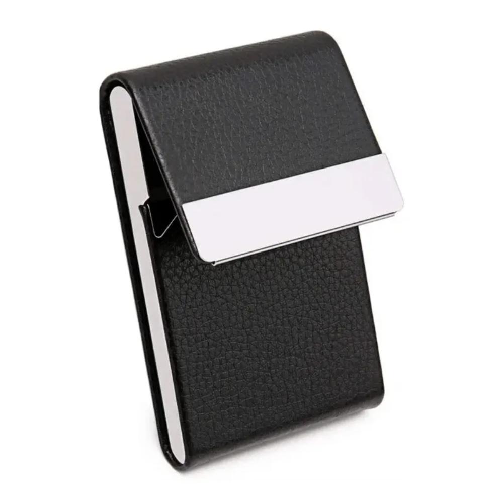 

Чехол для визитных карточек - тонкий держатель для визитных карточек из искусственной кожи с металлическим карманом и магнитным замком, держатель для именных карточек чёрный