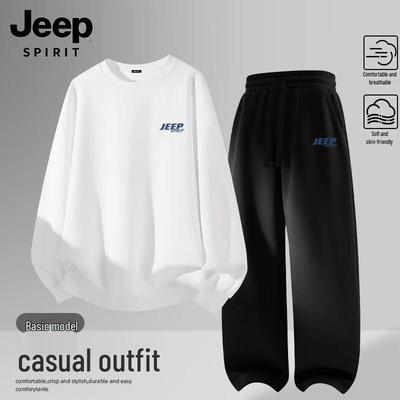 JEEP SPIRIT Men's Hoodless Sweatshirt & Casual Pants Set