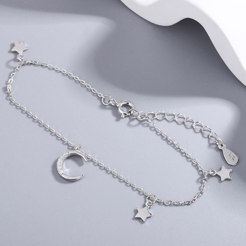 Zircon Moon Star Pendant Chain Bracelets For Women Trendy Simple Hand Jewelry Accessories Girls Birthday Gifts