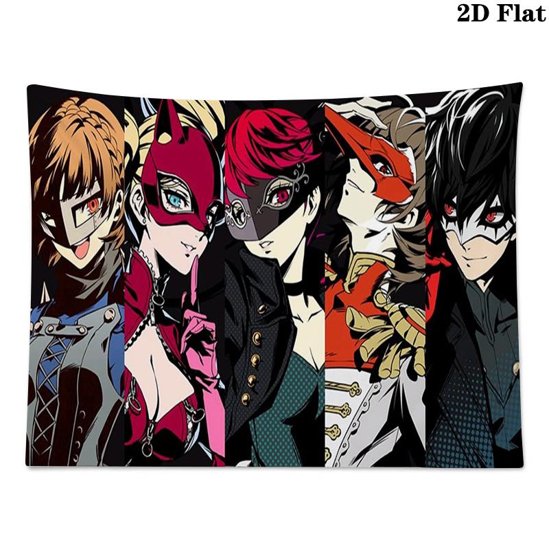 Persona 5 Wall Tapestry Aesthetic Wall Hanging Printed Fabric Blanket Decorative Tapestries for Bedroom Living Room Home Decor