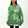 Anta Lucky You Skateboard Letter Print Round Neck Casual Pullover Long Sleeve Knit Sweater Unisex Sweater Starry-Green Paper-White 172348703S-3