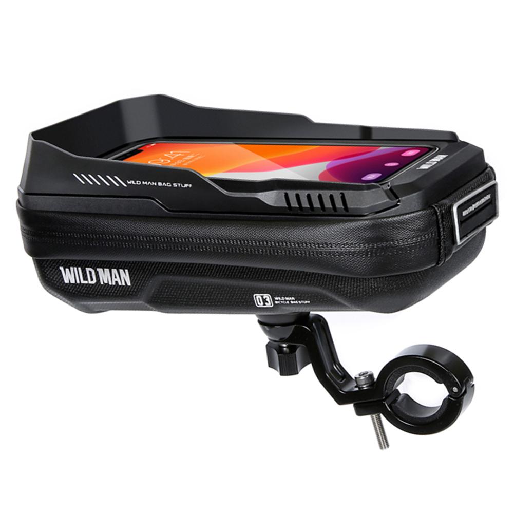WILD MAN Hartschalen Lenkertasche 0,6L Mountainbike Handyhalter Wasserdicht Schnellverschluss für MTB Fahrrad Motorrad Fahrradtasche