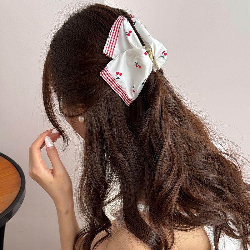 1pc Pure white lace large intestine loop, sweet and cute cherry square scarf, low ponytail tie, hair tie, hair accessory