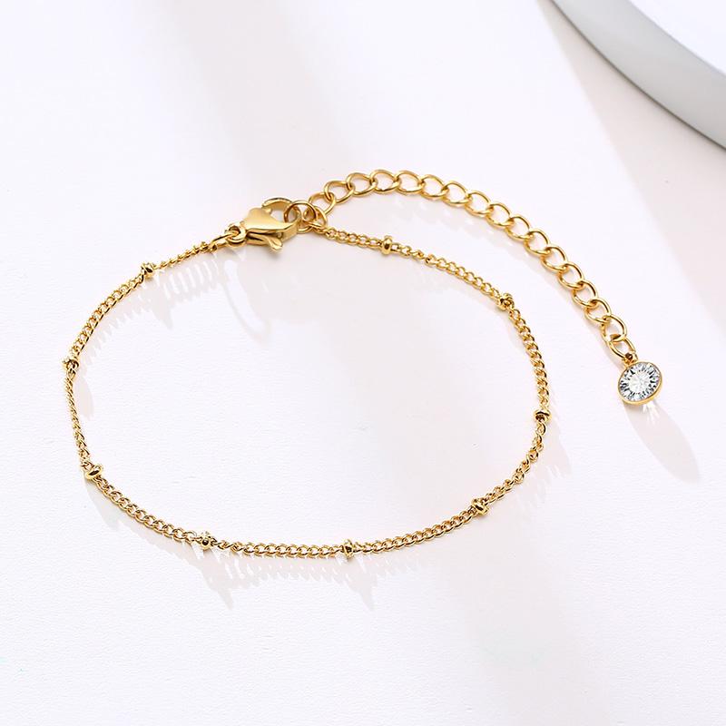 Minimalist Beads Chain Bracelet for Women Thin Stainless Steel O-Chain Bracelets Fashion Wrist Jewelry Gift