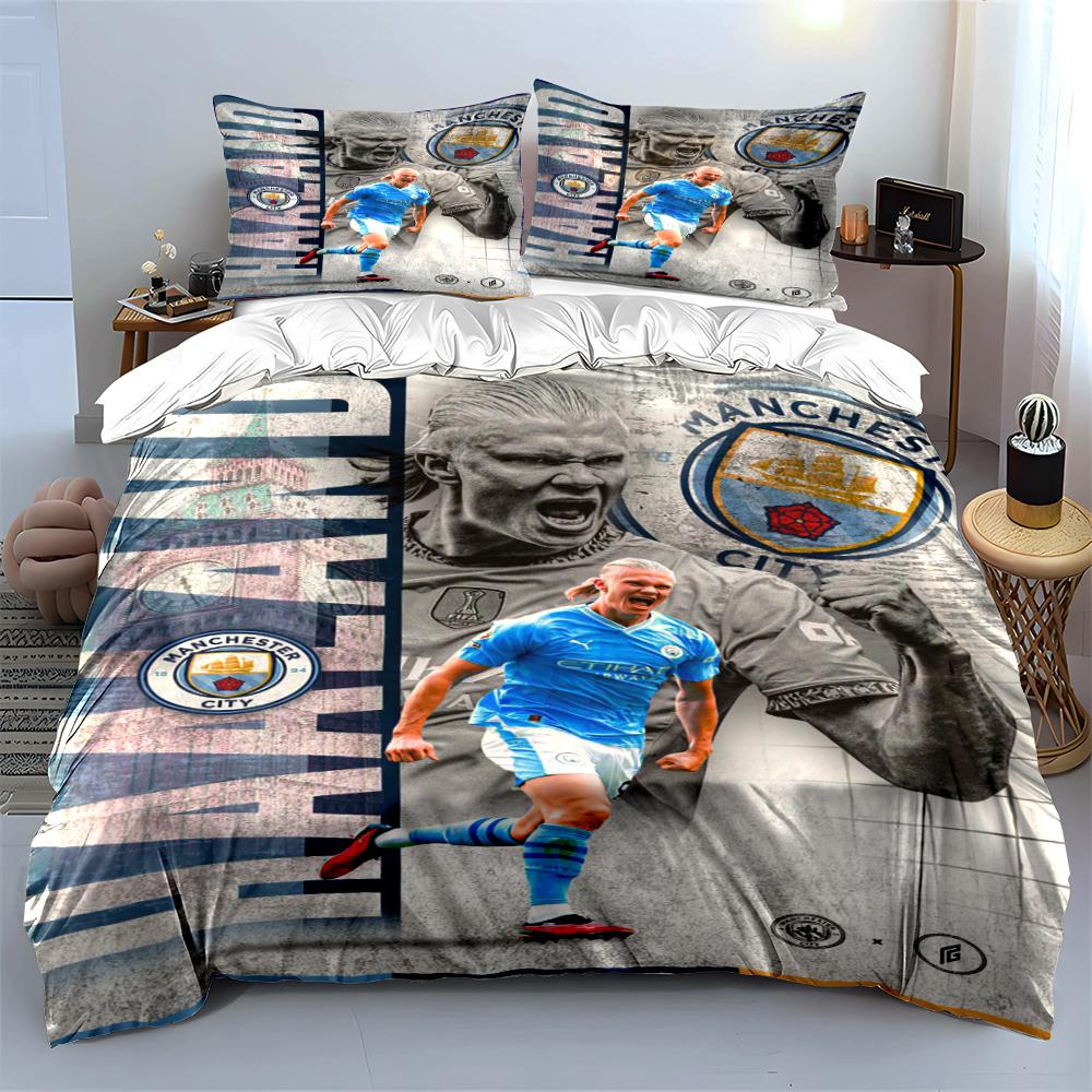 Manchester City Themed Bedding Bedding Duvet Cover Set Duvet Cover Pillowcases Home Decor (1 * Duvet Cover 2 * Pillowcases, Without Duvet Insert)