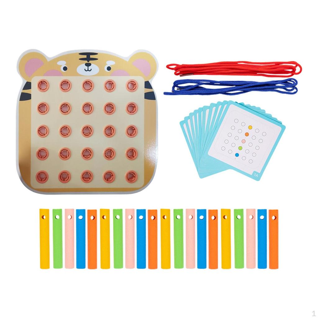 Lacing Threading Toy with Cards, Educational Teaching Aids Cartoon Playing Game for Baby Age