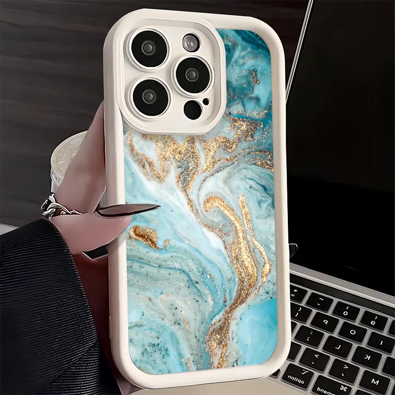 Phone Case for iPhone 17 Air 16E 15 16 Pro Max Gold Granite Marble Pattern Cover 14 Plus 13 12 Mini Soft Shell Silicone Fundas