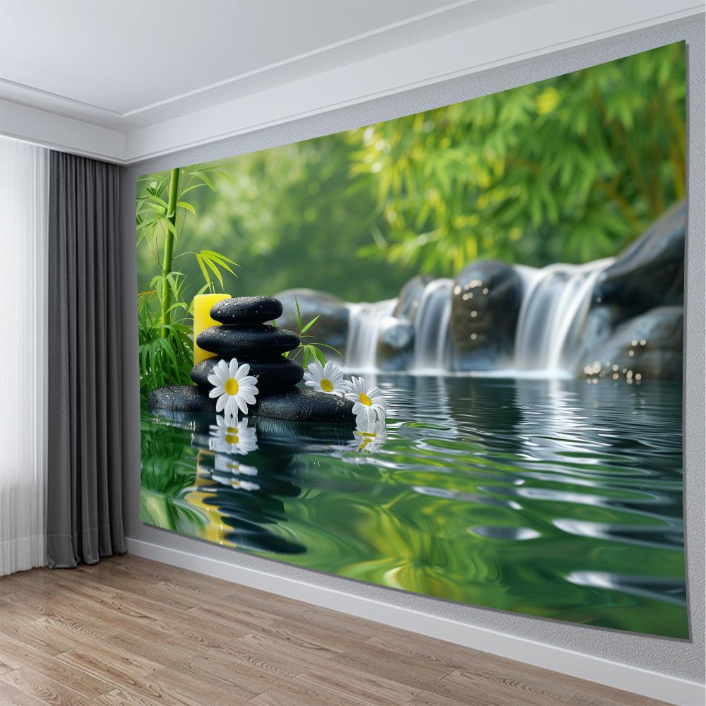 1 Stück Zen-Garten Wasserfall Dekoration Hintergrund Winter Kulisse Dekorationen Für Fotostudio Fotokabine Weihnachten Party