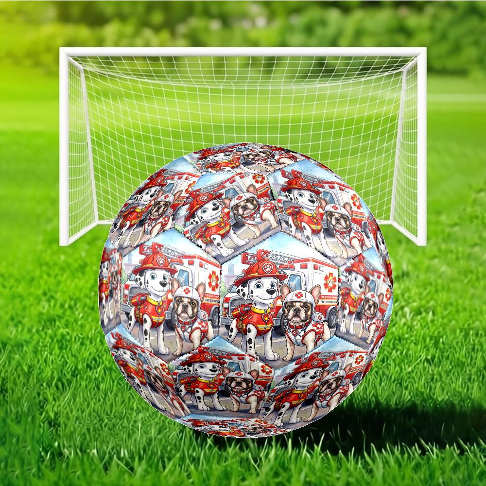 Firefighter Puppies Paw Saving The Day Size 5 Soccer Ball,Indoor/Outdoor Suitable for Training Matches Tournaments Practice Games Gift for Fan