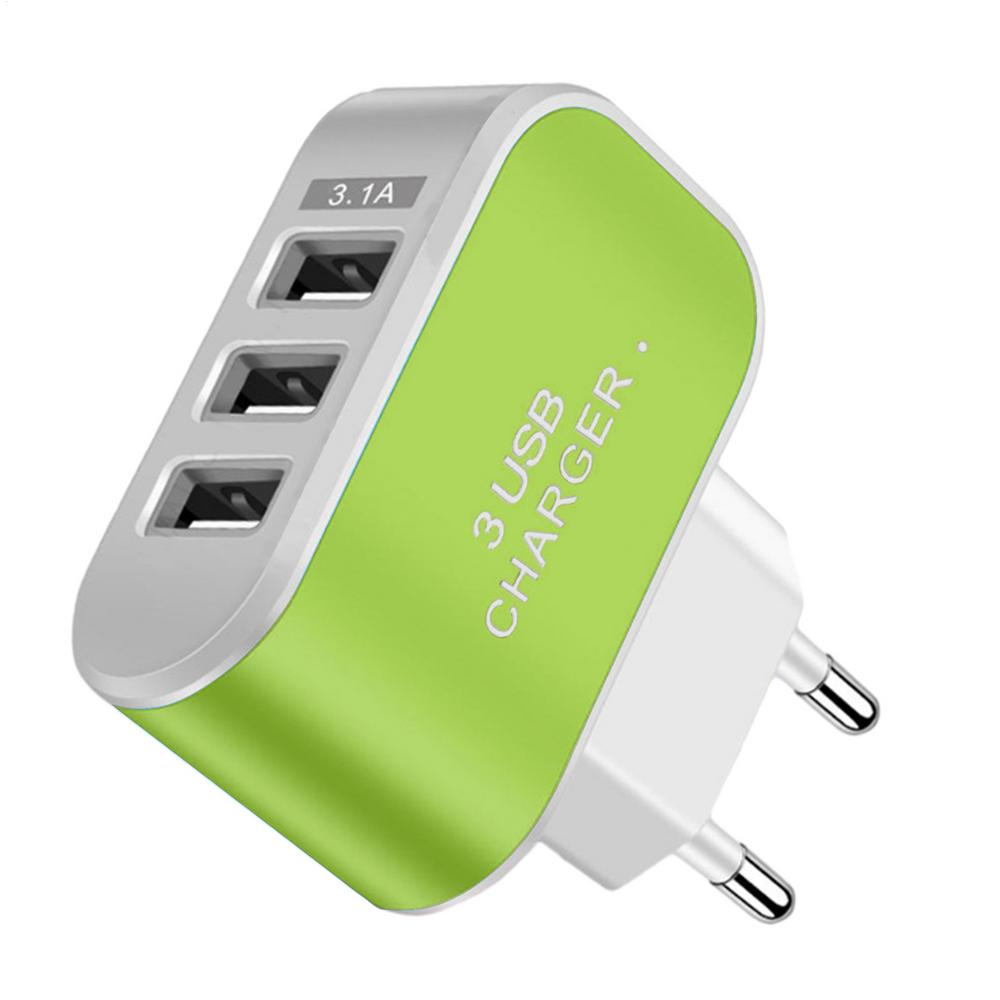 USB Charger Block Multiple Ports 3 Ports Compact USB Charging Block Glowing Intelligent USB Plug For Smartphone Home