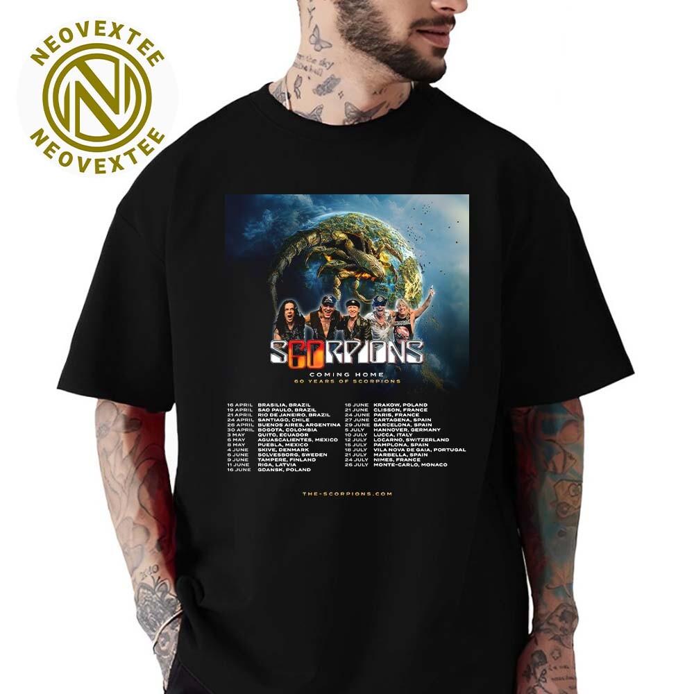 Scorpions Coming Home 60 Years Tour 2025 Dates List Kicks Off T-Shirt Unisex T-Shirt L