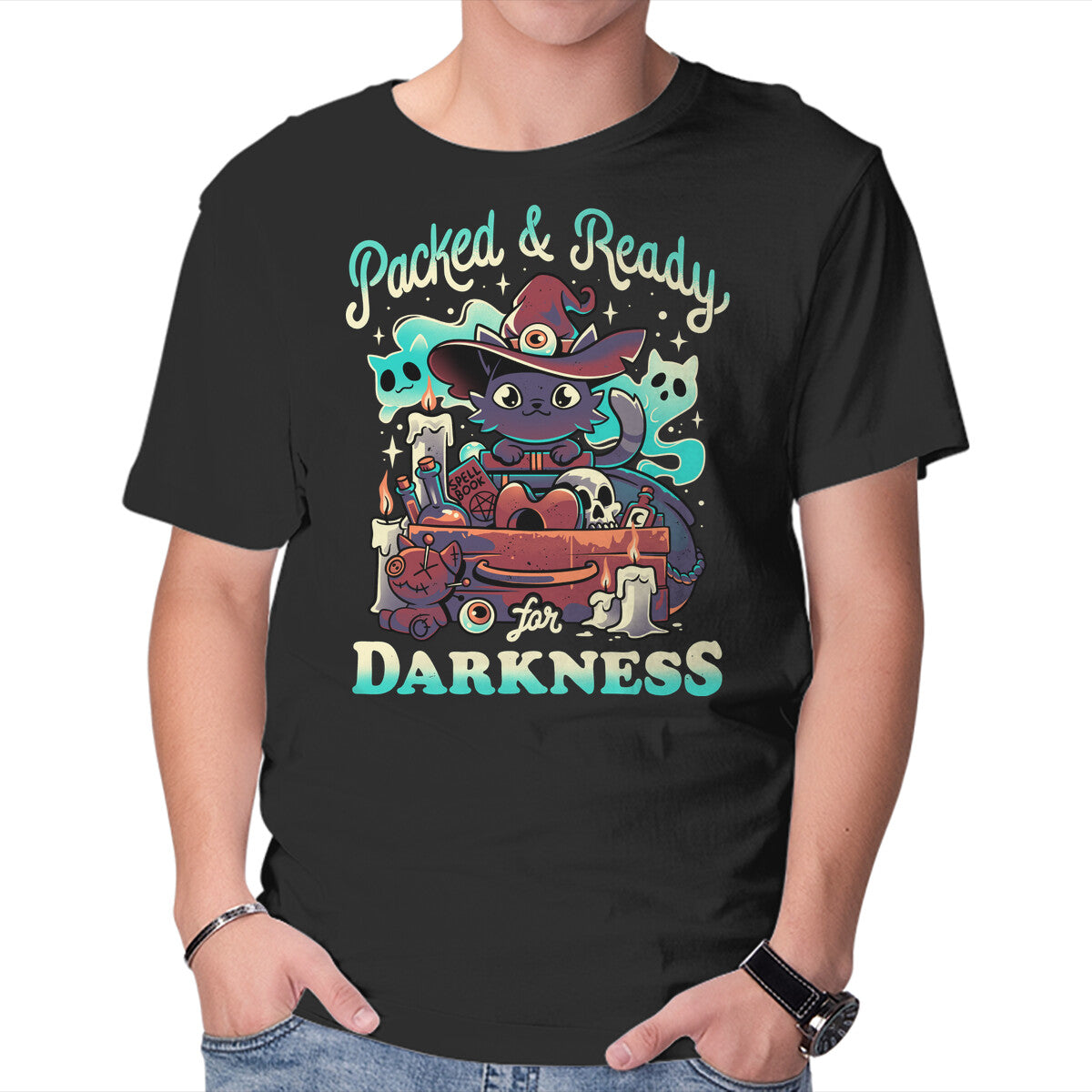 Unisex Crew Neck T-Shirt Ready For Darkness Graphic Short Sleeve Casual Tee XL