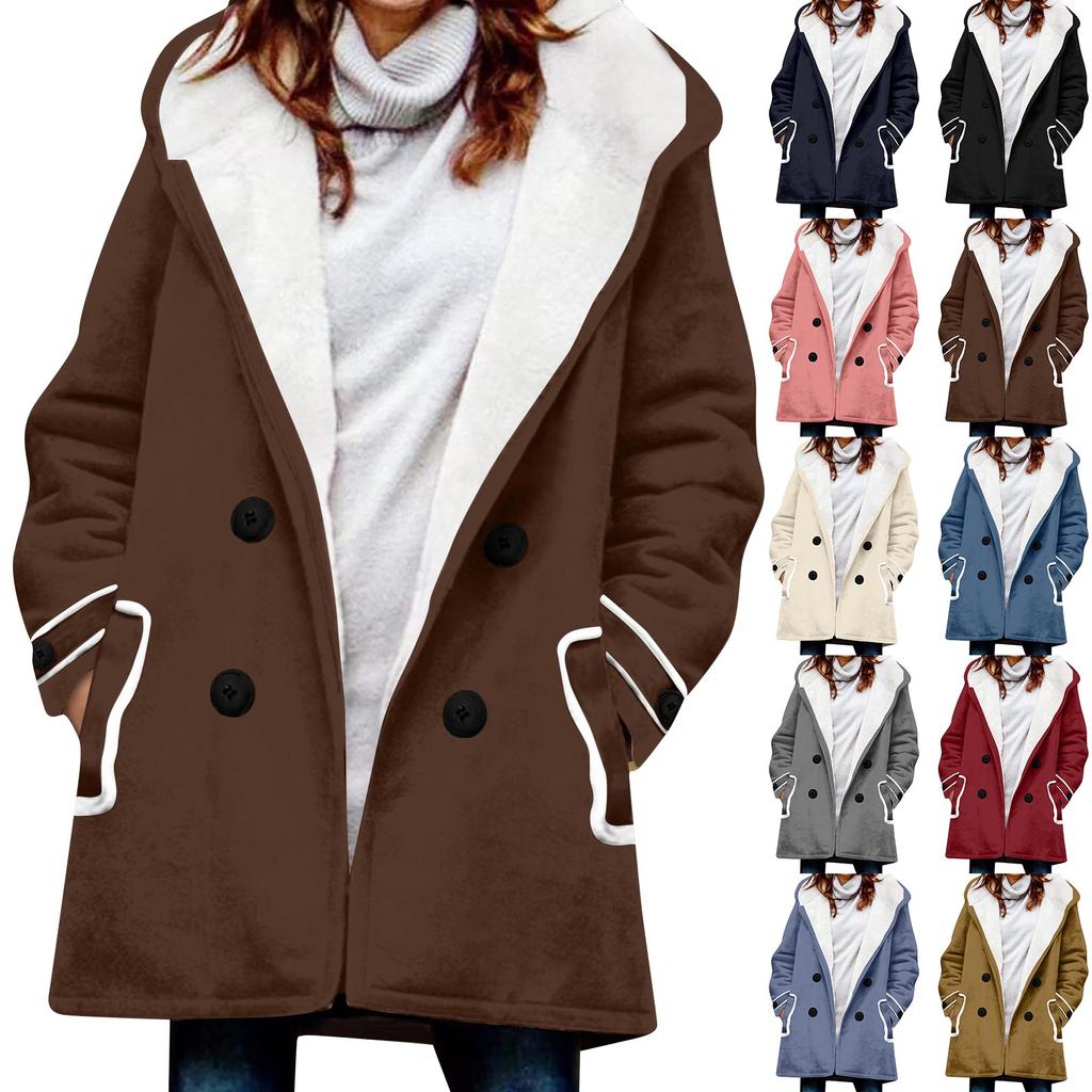 Women's Winter Coat Warm Shaggy Down Hooded Button Down Coat Jacket