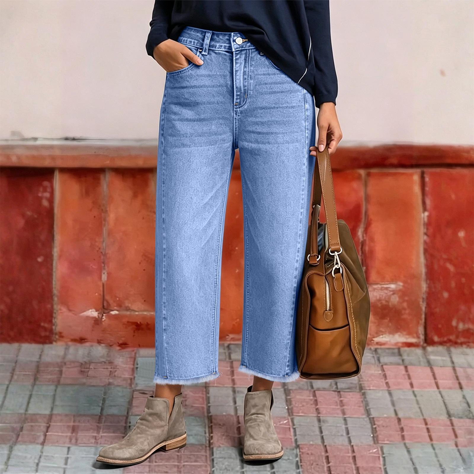 

High Waist Classic Fit Women s Denim Capri Pants Stretchy Comfortable Fabric Stylish Design Suitable for Various Casual Occasions L