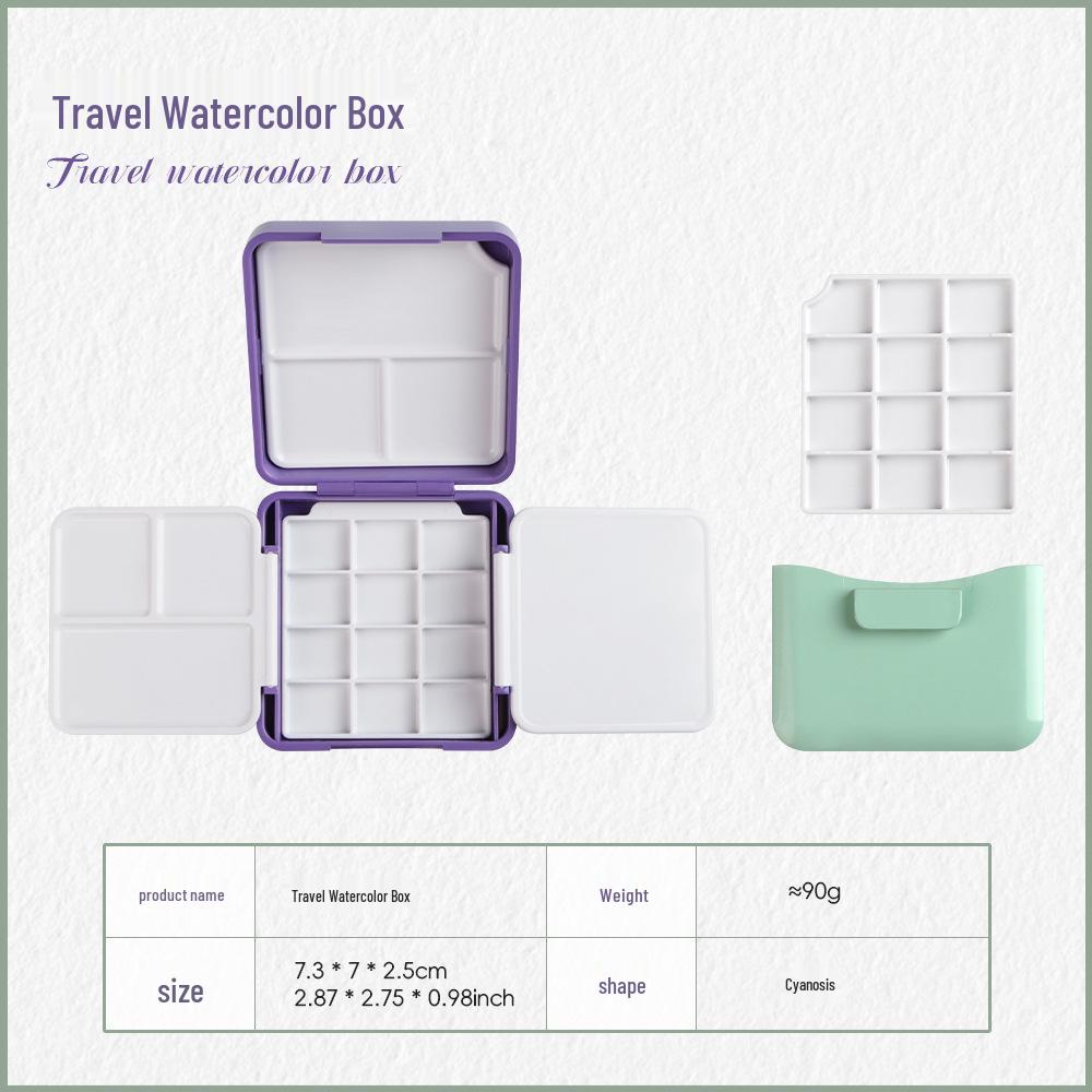 Color-Block Portable Travel Palette Box with Nail Art Pigment Dispenser