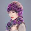 Middle-aged Rex rabbit hair hat female autumn and winter warm elderly grandmother ear protection fur mother wool scarf