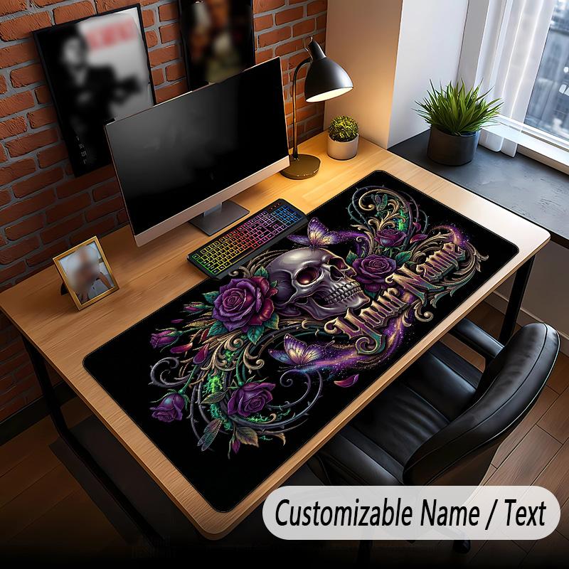 Tema Gótico Caveira Mouse Pad Personalizado Com Nome Texto Personalizado Tapete de Mesa Para Escritório Decoração de Casa