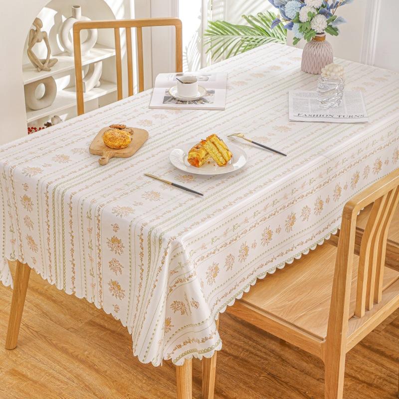 Home Decoration Waterproof and Oil Proof Tablecloth Pastoral Printed Pattern Flowers Geometric Rectangular Dining Table Cloths Kitchen Accessories