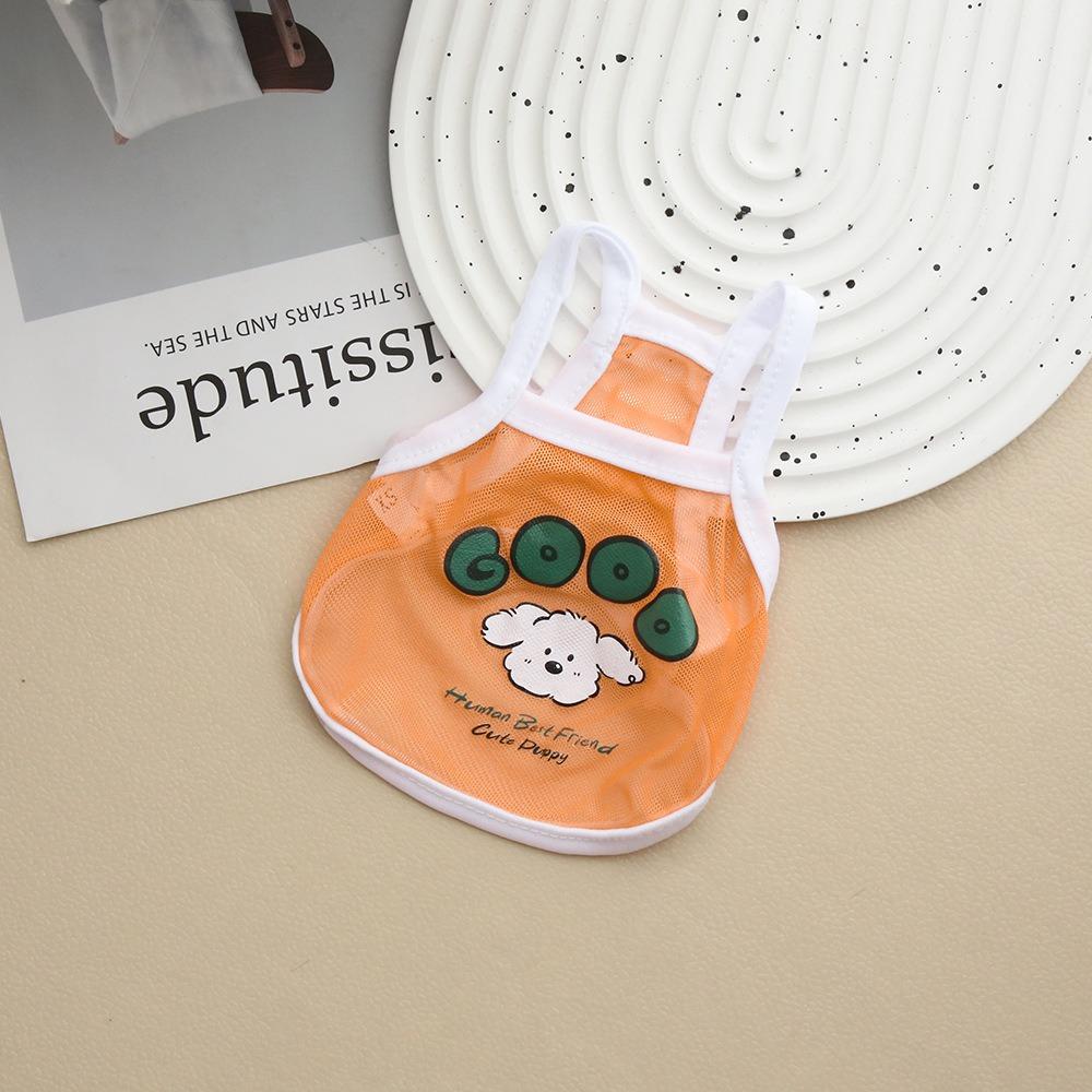 

Cat and Dog Clothes Cute Summer Thin Breathable Small Mesh Camisole Cute Animal Print Universal Clothes XS