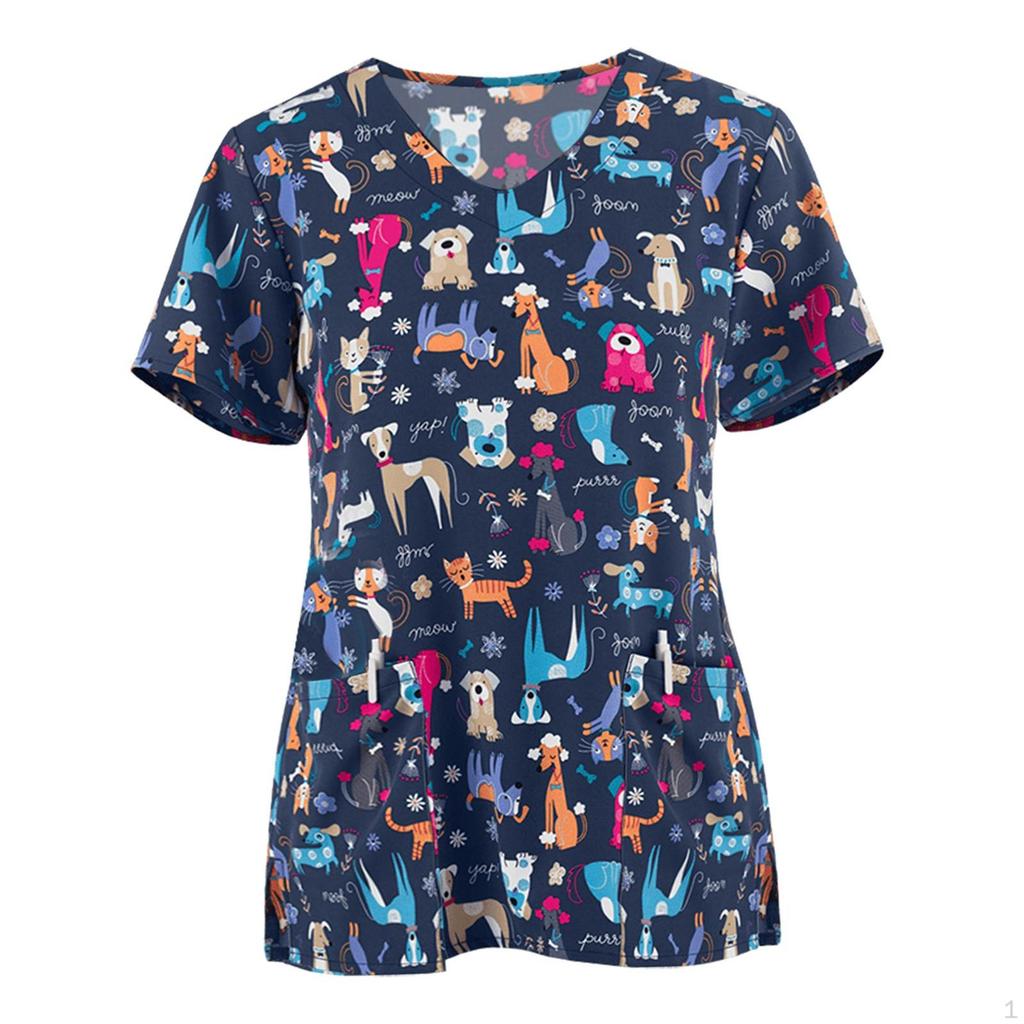 Surgical Shirt for Pet Groomers, Easy to Clean, Elegant, Professional, Short Sleeve, Nurse Work