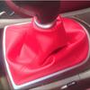 Car Gear Shift Collars PU Leather Carbon Fiber Car Gear Shift Knob Cover Shifter Boot Dust Cover Gaiter Accessories Universal