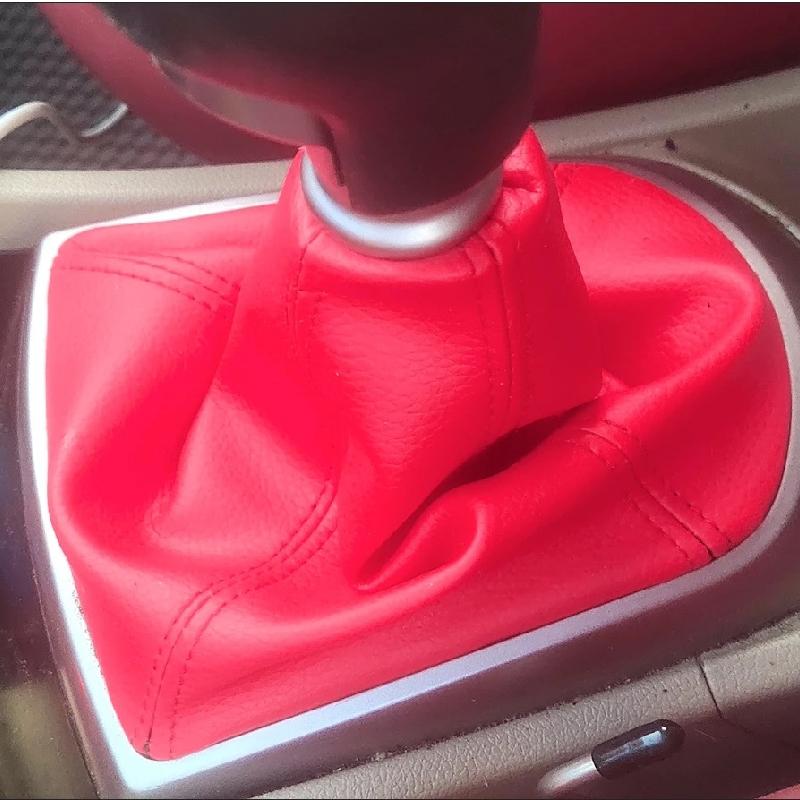 Car Gear Shift Collars PU Leather Carbon Fiber Car Gear Shift Knob Cover Shifter Boot Dust Cover Gaiter Accessories Universal