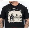 Westlicher Cowboy UFO T-Shirt Alien 90er Meme Lustig vintage Gewaschen Stilvoll Lässig Mode Vielseitig Dehnbar Grafik Atmungsaktiv
