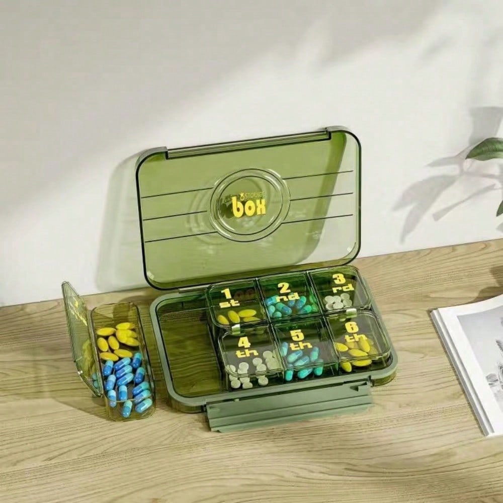 Medikamentenbox, Tragbare Tragbare Medikamenten-Ausgabebox Sieben Tage die Woche, Drei Mahlzeiten am Tag Spender, Große Tablettenaufbewahrungsbox